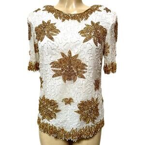 Sequin Top White Gold size 4